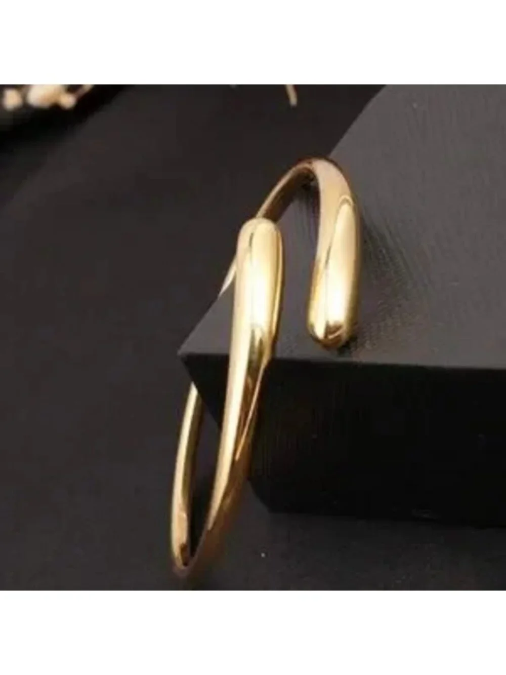 18K Gold Plated Open Cuff Bangle C Modern Minimalist Style